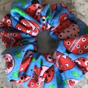 Ladybug heart girl hair scrunchie Ponytail love